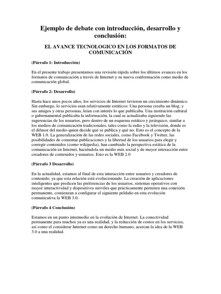 Ejemplo de Debate Con Introducción PDF