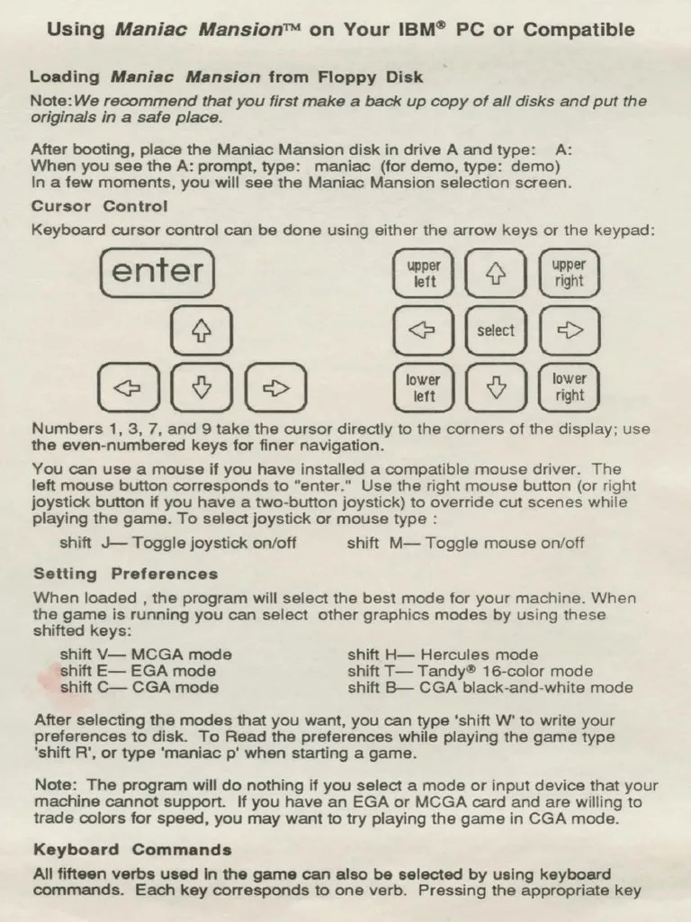 Maniac Mansion Manual PDF Office Equipment Video Game Platforms