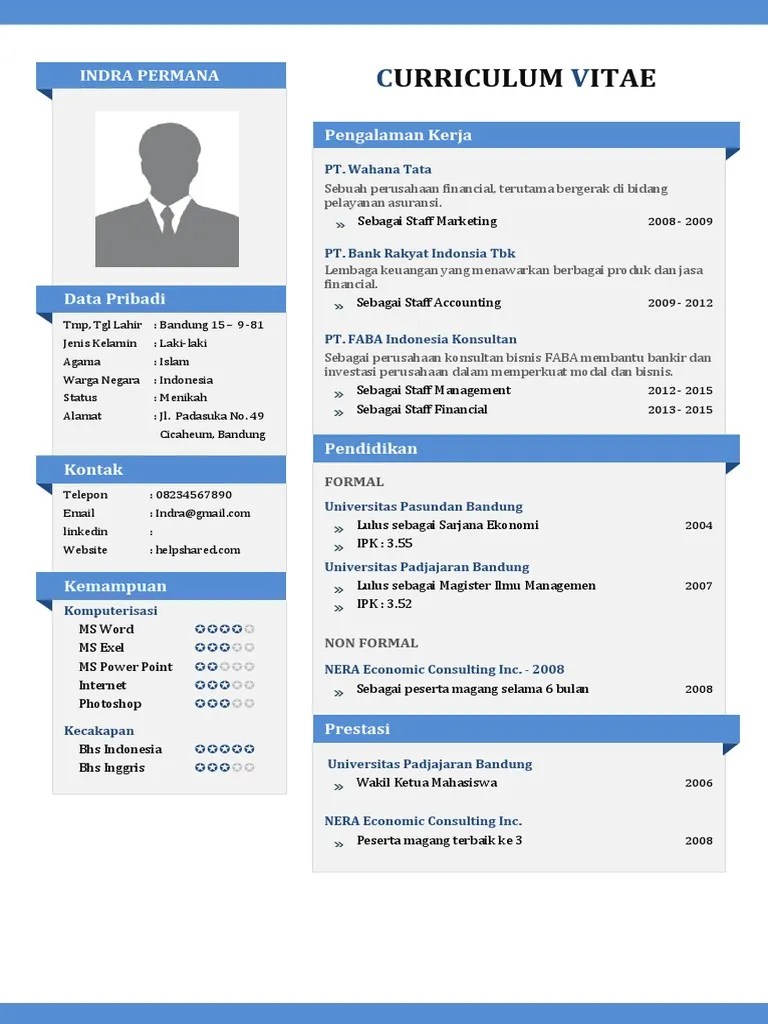 Contoh Cv Resume Warna 3 Docx Docx Grading Education Cognition Riset