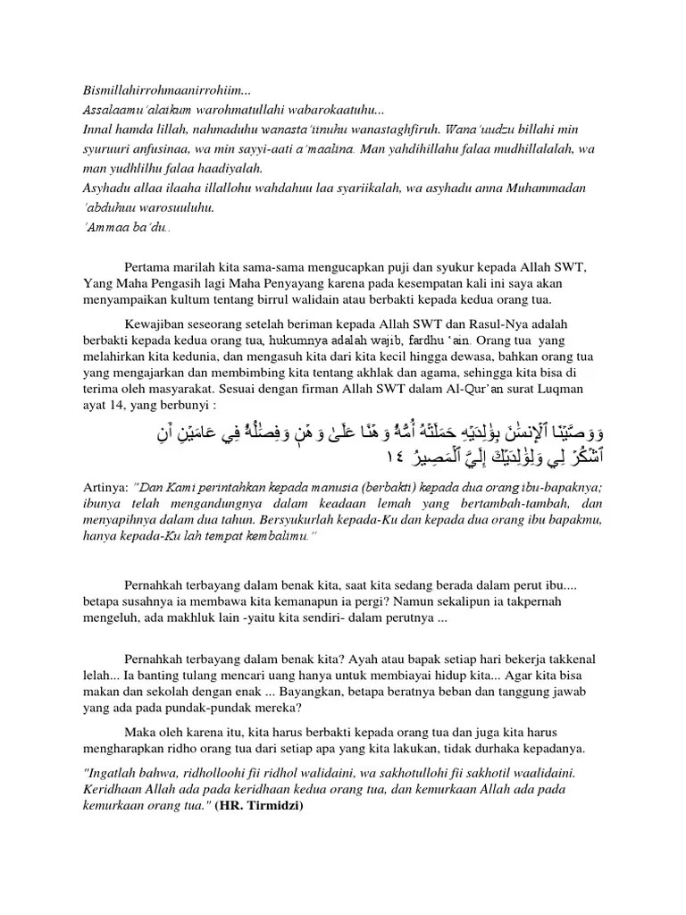 Kultum (Berbakti Kepada Kedua Orang Tua)