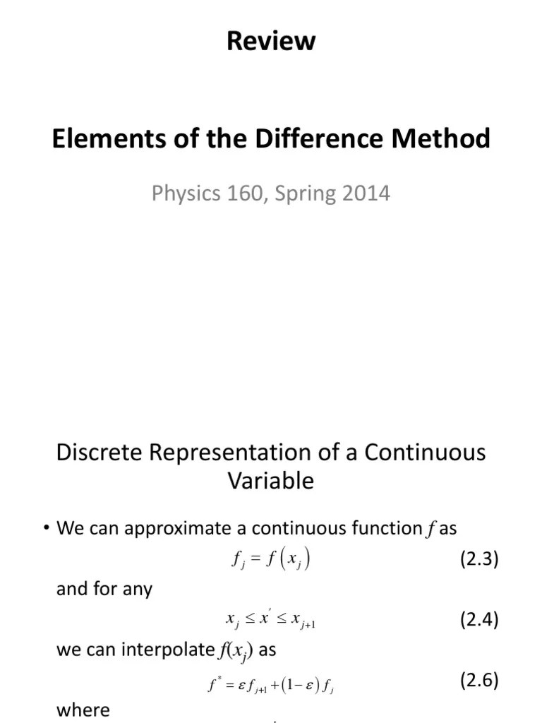 Discretization Methods for Solving Differential Equations An Overview of Difference