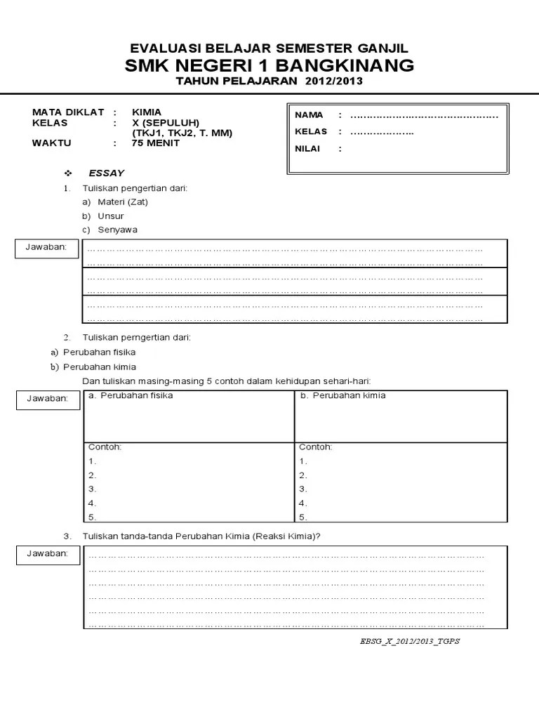 Soal Kimia Kelas X | PDF