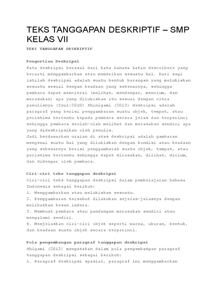 Teks Tanggapan Deskriptif | PDF