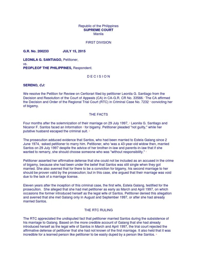 Jurisprudence Bigamy PDF Marriage Statute Of Limitations