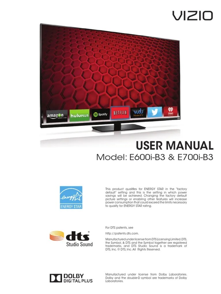 Vizio TV E600iB3 PDF Hdmi Video