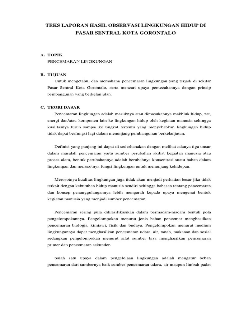 Contoh Teks Laporan Hasil Observasi Yang Ada Di Lingkungan Rumah