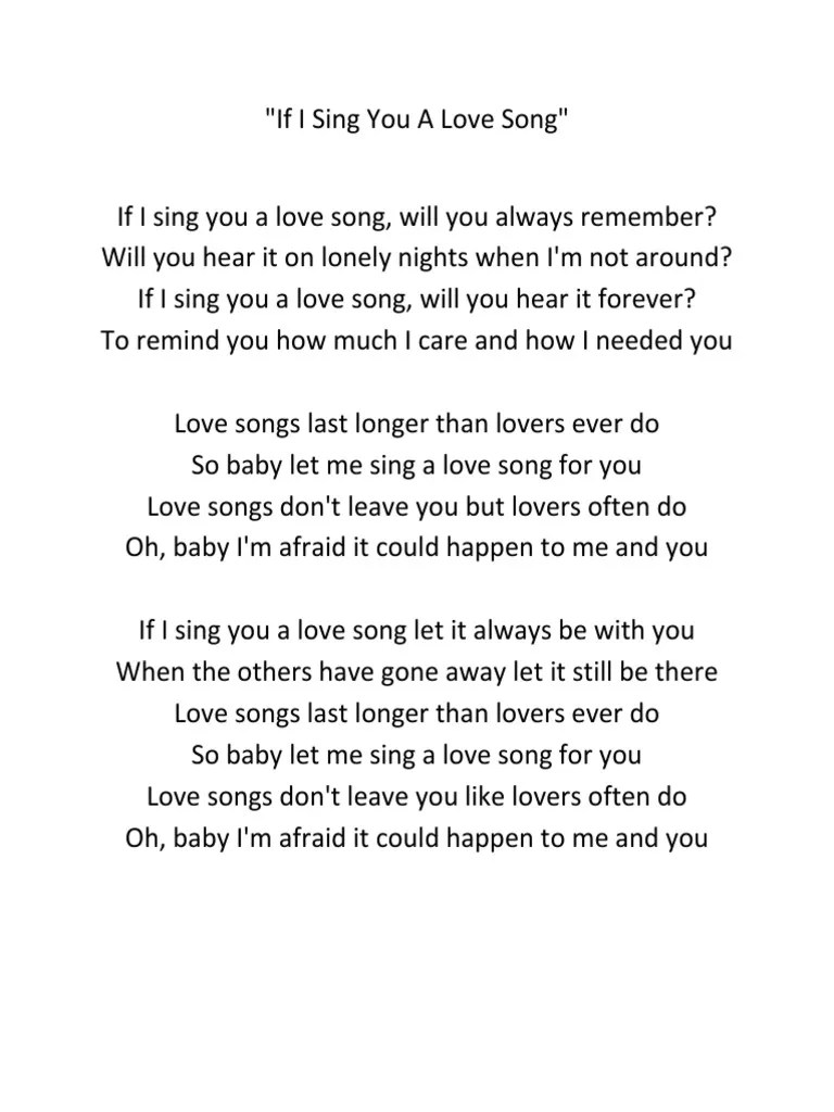 If I Sing You a Love Song
