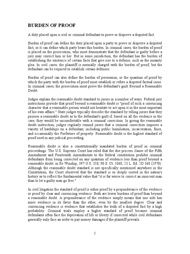 DEFINITIONS Burden of Proof, Burden of Persuasion, and Due Process of