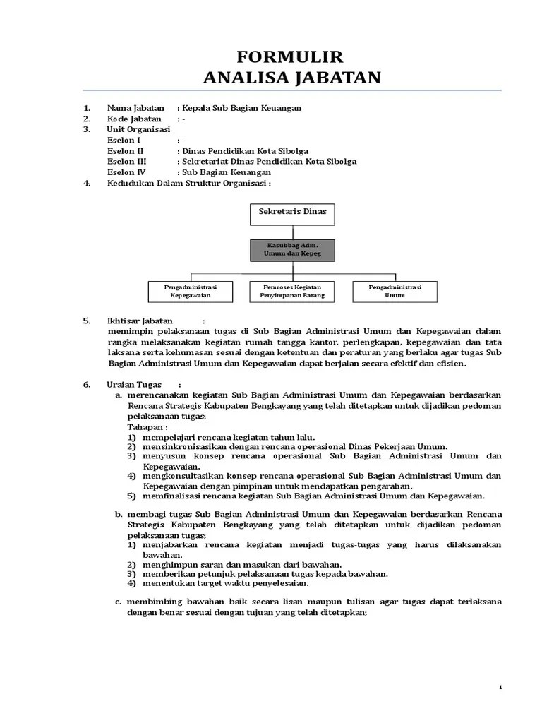 ANJAB Kasubbag Keuangan | PDF