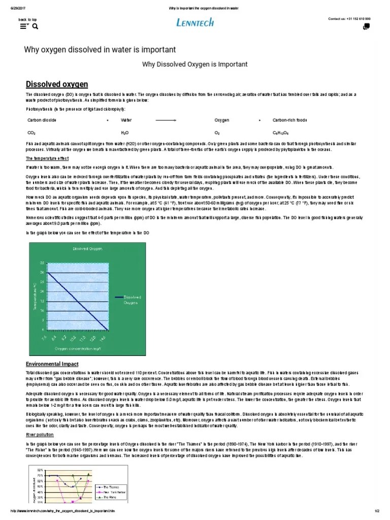 Why Dissolved Oxygen Is Important Environmental Impact PDF Aquatic