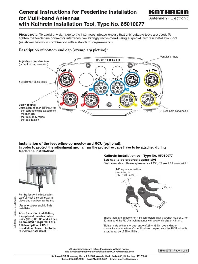 General Instructions For Feederline Installation For MultiBand Antennas With Kathrein