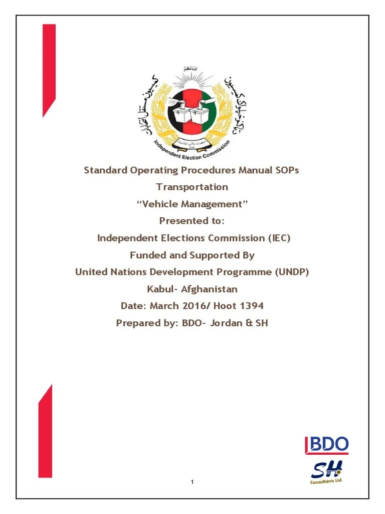 2.SOP Vehicle Management PDF Vehicles Driving