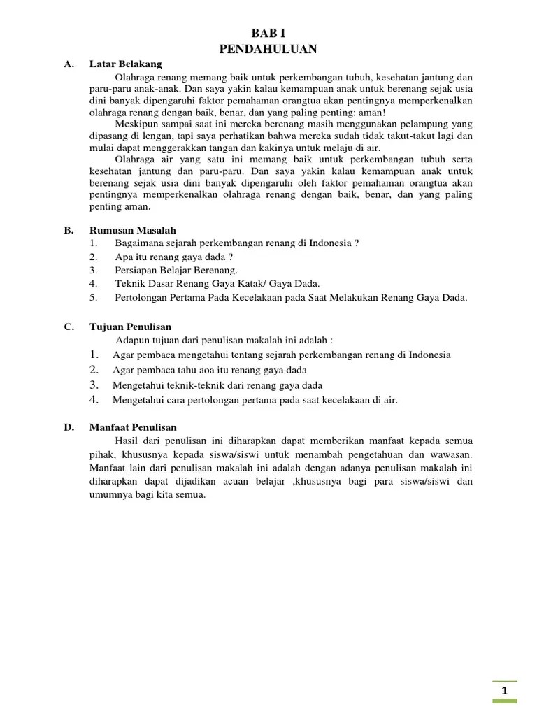 Makalah Renang Gaya Dada - Contoh Makalah