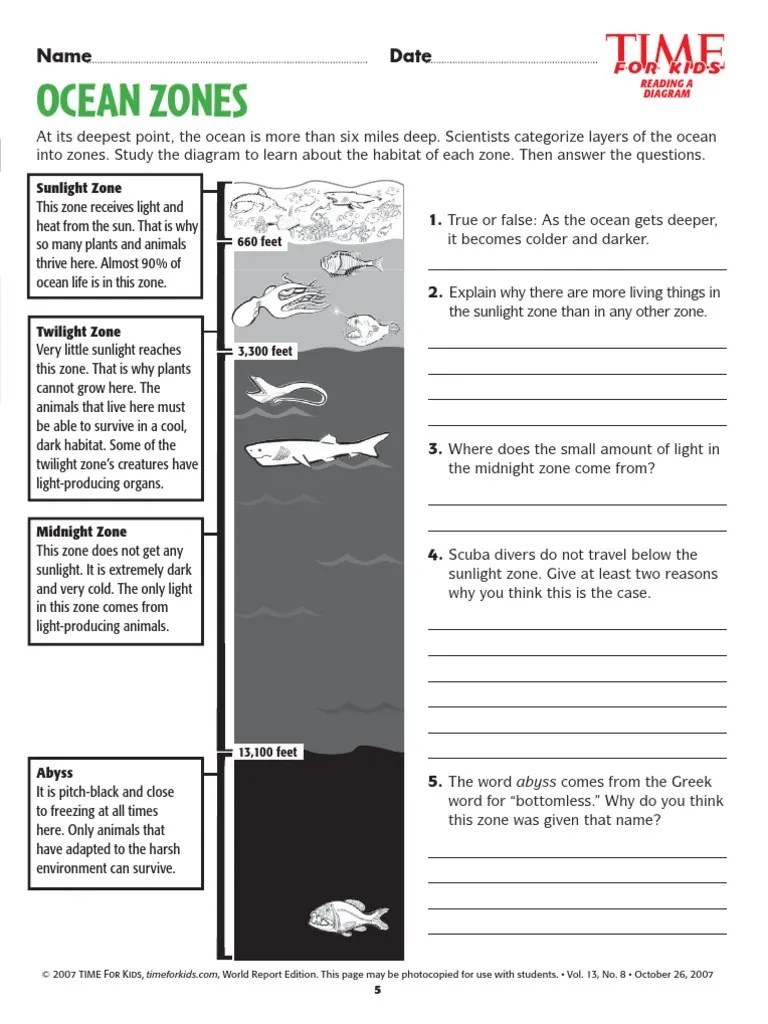 Ocean Zones PDF Oceans Habitat