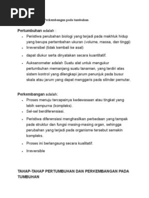 Pertumbuhan Dan Perkembangan Pada Tumbuhan | PDF