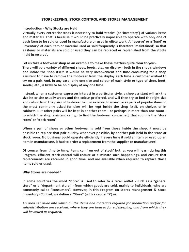 Store Keeping PDF Retail Shoe