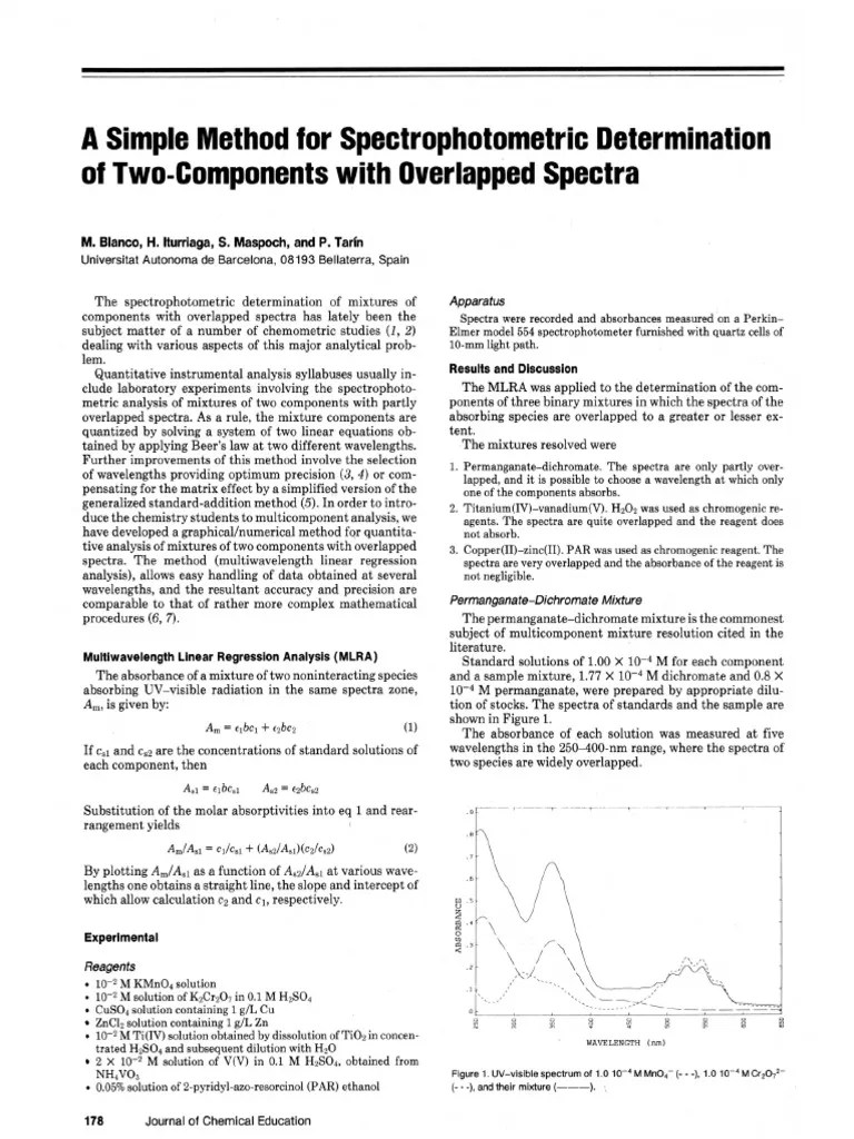 A Simple Method for Spectrophotometric Determination