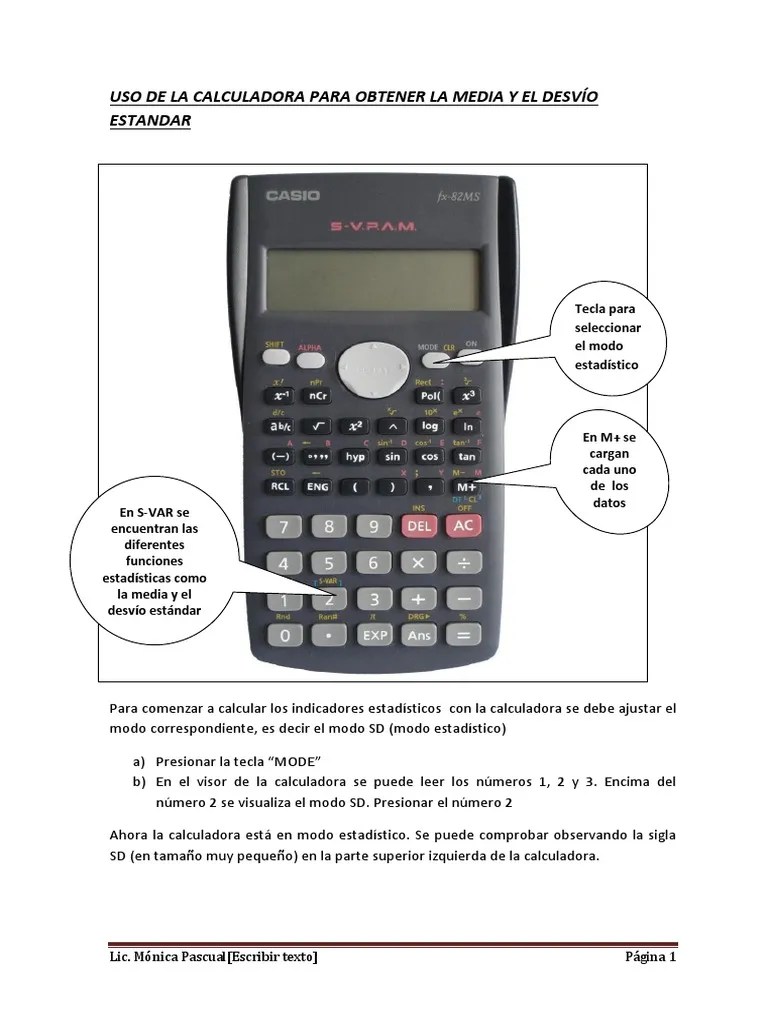 Uso de La Calculadora Desviación estándar Calculadora