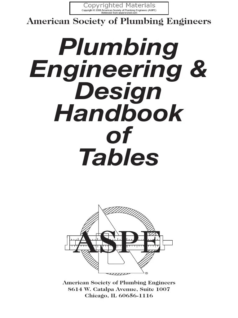 Plumbing Engineering and Design Handbook of Tables
