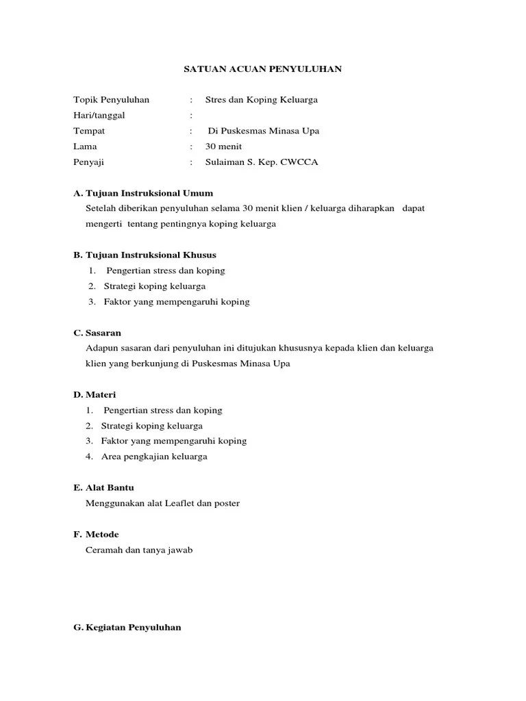 SAP Stres Dan Koping Keluarga | PDF