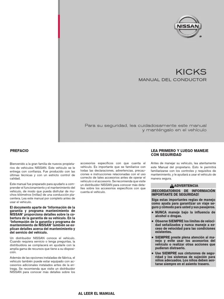 Nissan Kicks - Manual Usuario | PDF | Airbag | Cinturón de seguridad