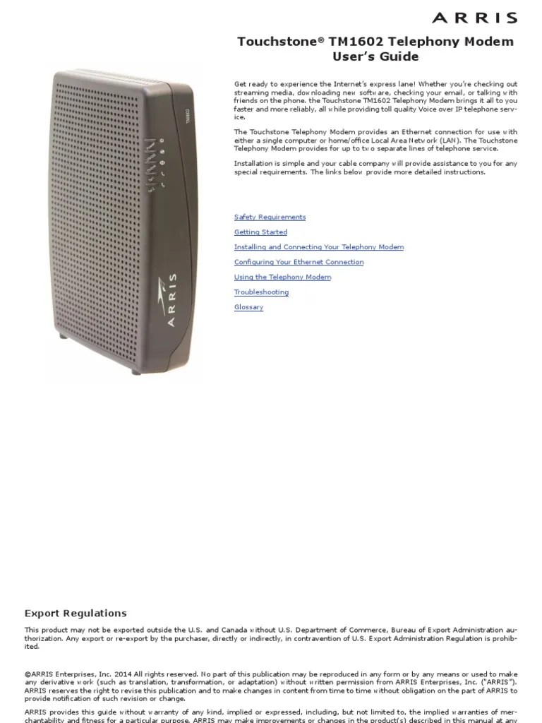 arris modem lights meaning