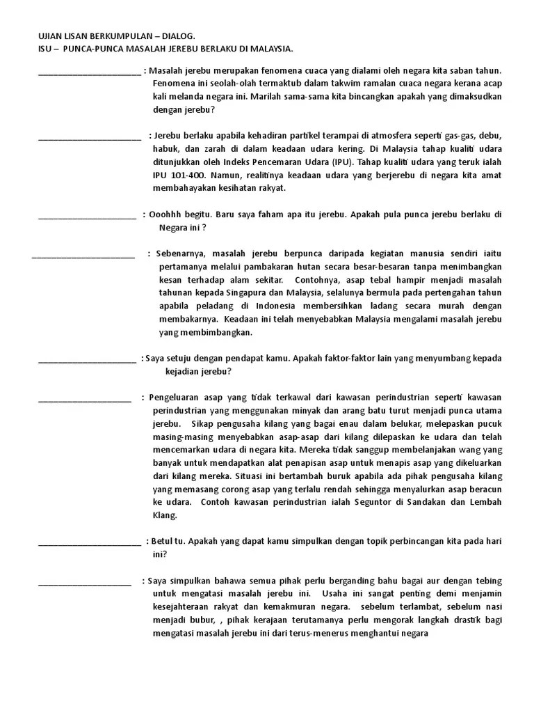 Contoh Teks Ujian Lisan Bahasa Melayu Tingkatan 4 Berkumpulan / Sukatan