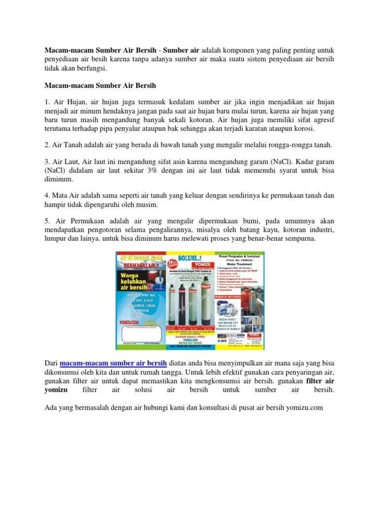Jenis Air Bersih