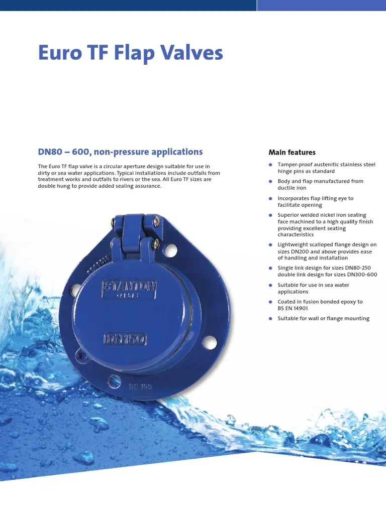 Euro TF Flap Valves Technical Data Sheet PDF Valve Welding