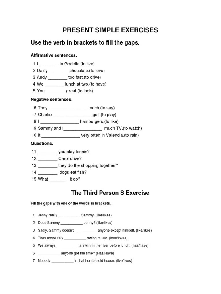 Present Simple Exercises (1) 2017 Leisure