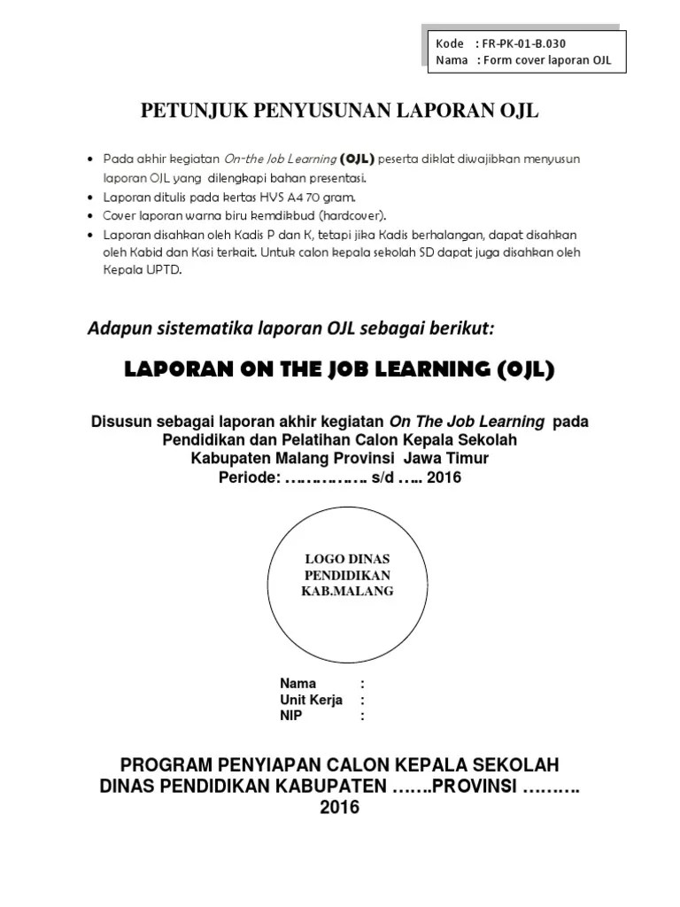 Contoh Laporan Ojl Calon Kepala Sekolah Sd Pdf Kumpulan Contoh Laporan