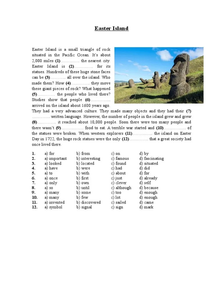 Easter Island Reading Comprehension Exercises 98034