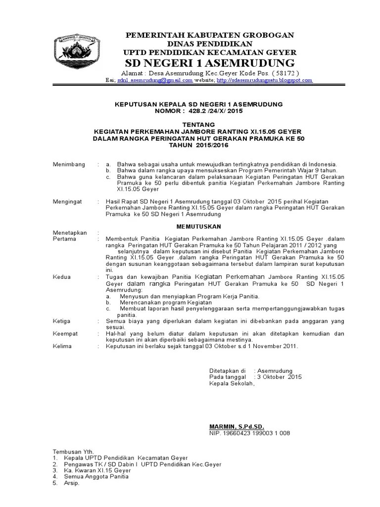 SK Kegiatan Pramuka PERSAMI | PDF