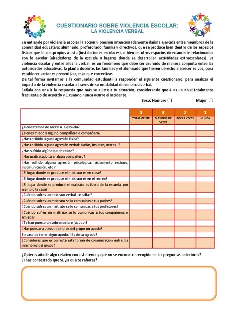 Convivencia escolar Cuestionario alumnos.pdf Abuso infantil Violencia