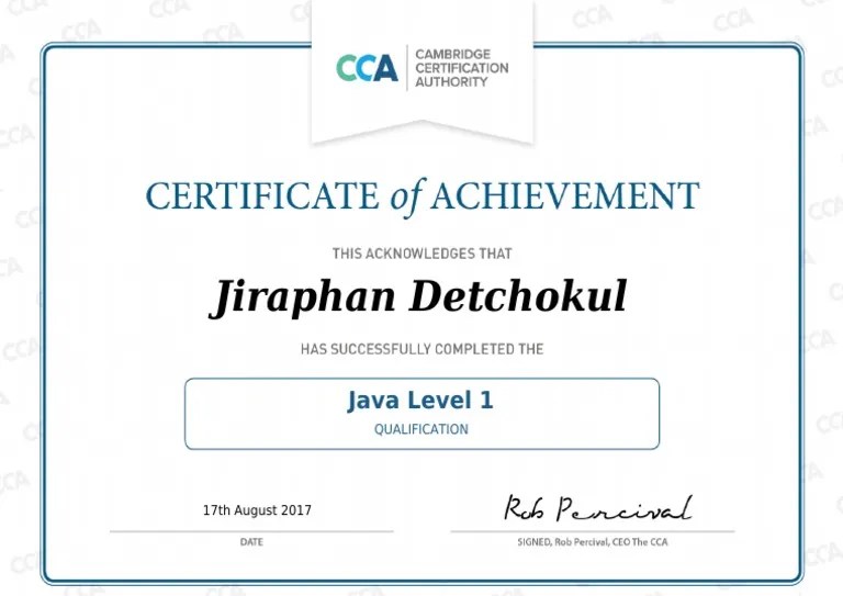 CCA Certificate Java Level 1 PDF