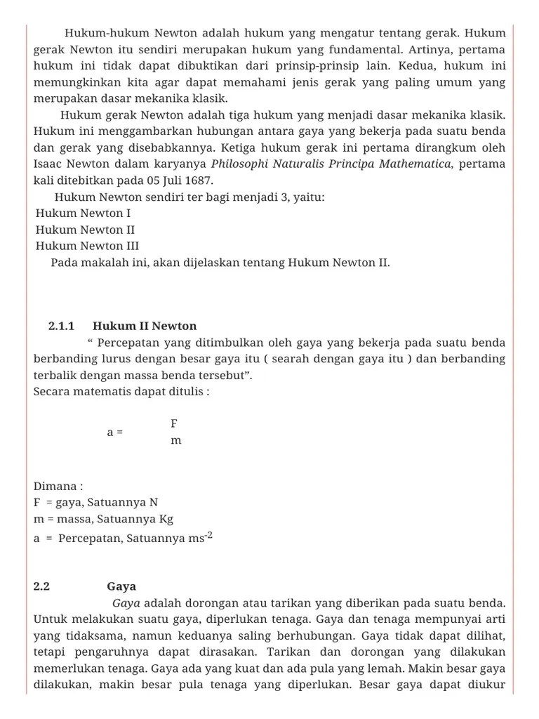 Hubungan Hukum Newton II Dengan Gerak Lurus Berubah Beraturan | PDF