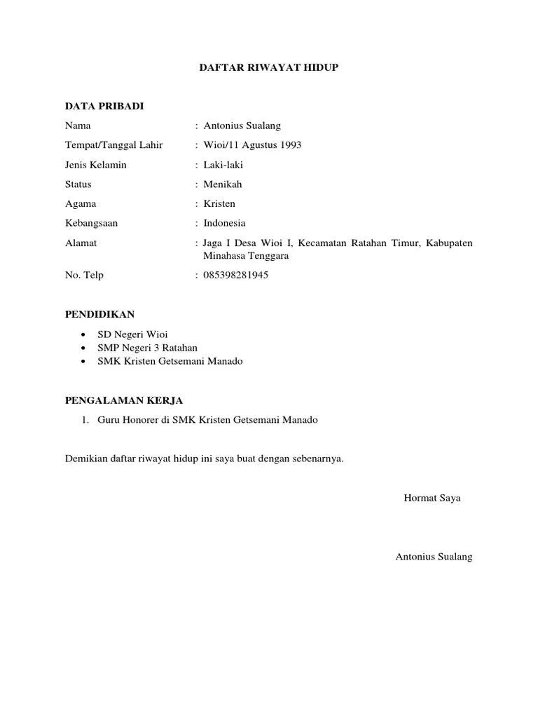 Daftar Riwayat Hidup | PDF