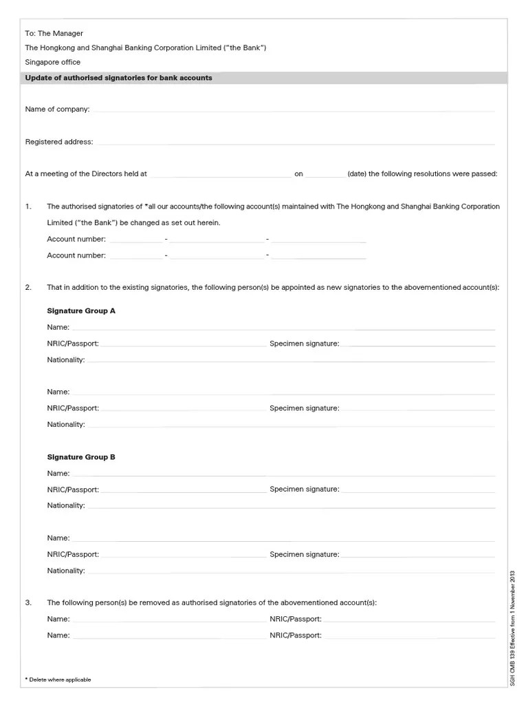 Board Resolution Change in Signatories PDF PDF Signature Identity