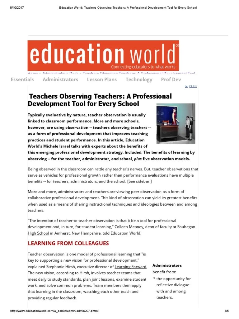 Teachers Observing Teachers_ a Professional Development Tool for Every
