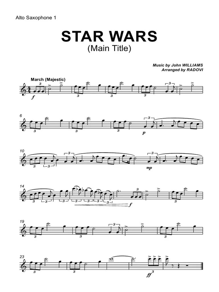 Star Wars John Williams Saxophone Quartet Saxophone Bois (musique)
