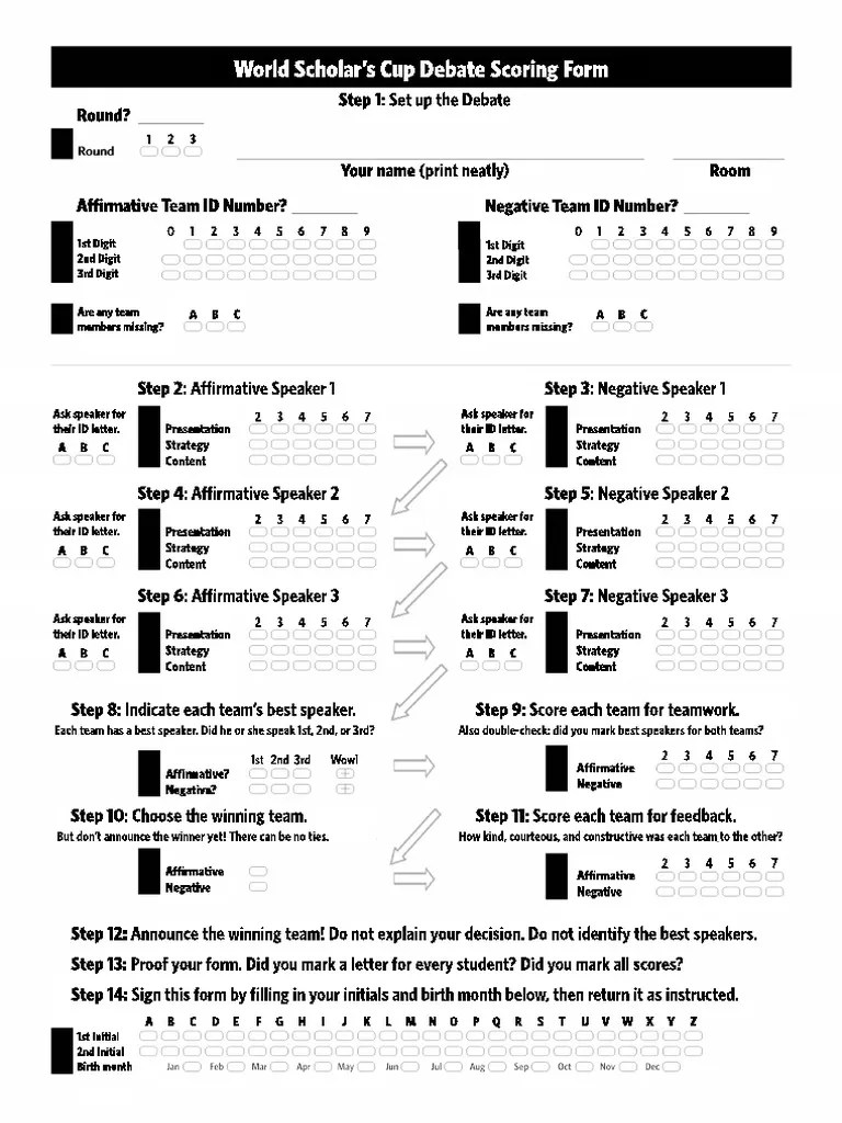 Debate Scoresheet