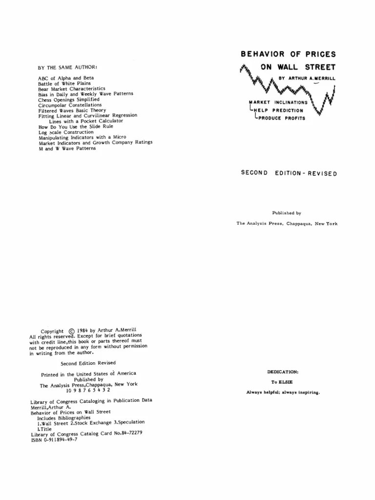 Arthur Merrill Behavior of Prices on Wall Street