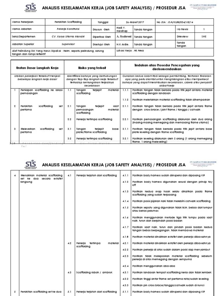 JSA 034 Pemasangan Scaffolding PDF