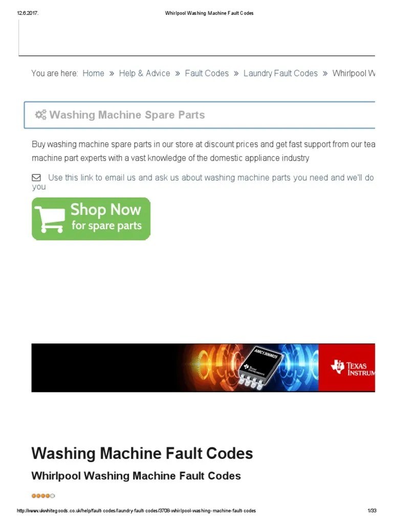 Whirlpool Washing Machine Fault Codes PDF PDF Washing Machine