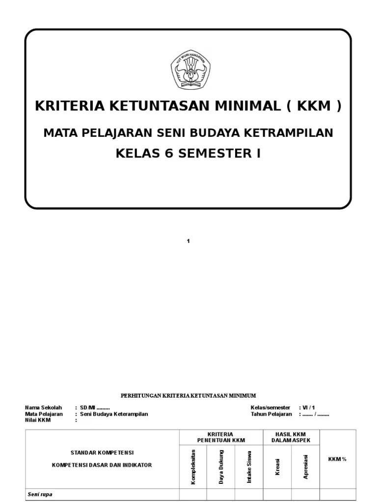 KKM KTSP SBK Kelas 6 Semester 1 Dan 2 | PDF