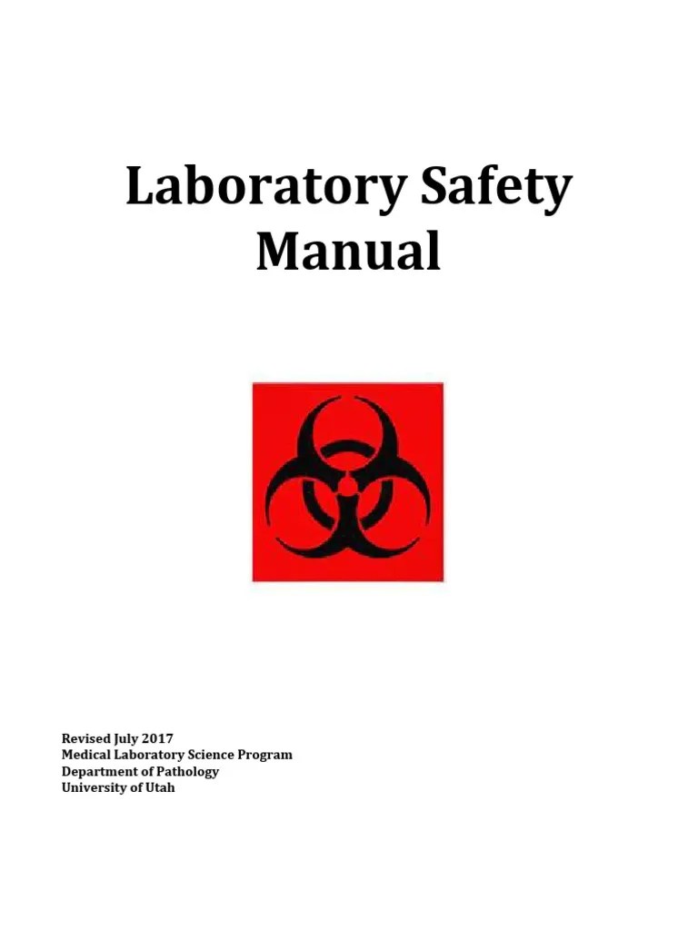 Laboratory Safety Manual Transmission (Medicine) Infection
