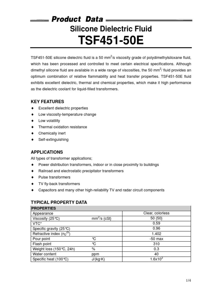 Momentive Silicon Data Sheet _MPMtsf45150e_E Viscosity Silicone