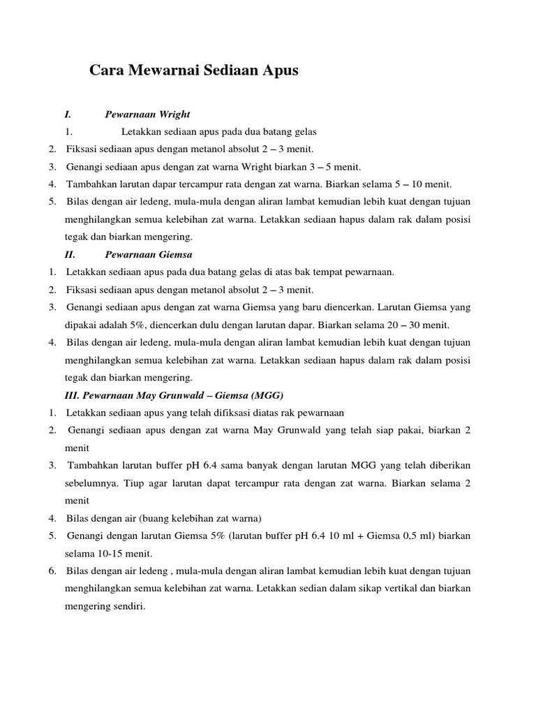 Cara Mewarnai Sediaan Apus