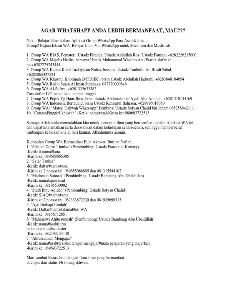 Grup Wa Kajian Islam – Sekali
