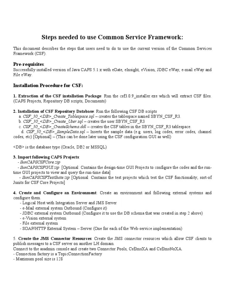 CSF Steps & CAPS Project Overview PDF Application Programming